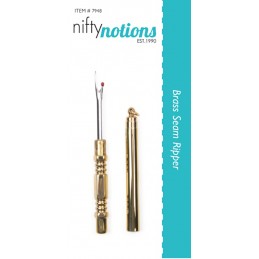 Polished and lacquered brass seam ripper.