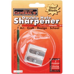 General's® double hole steel blade metal sharpener is ideal for: fine art, craft, graphic design and school pencils.