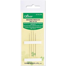 Package contains Clover beading needles in size 10 and 13, 2 each.
