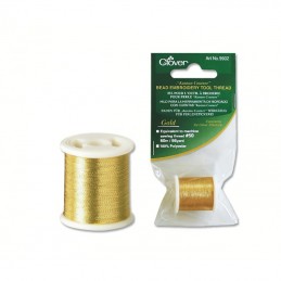 Gold Bead Embroidery Thread is equivalent to machine sewing thread #50.