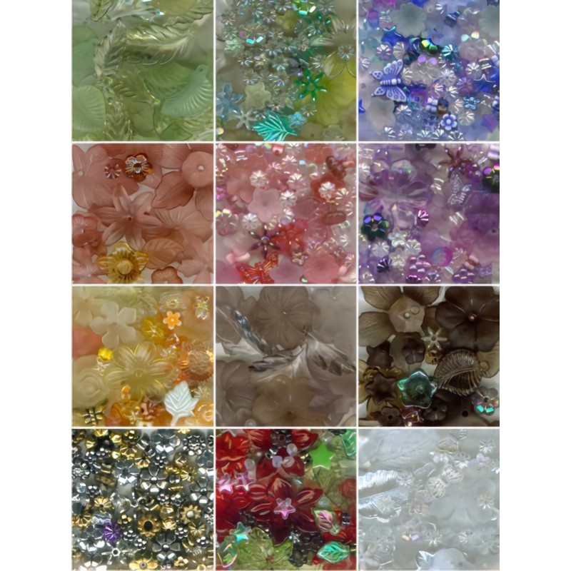 Add a touch of elegance to all of your embroidery and sewing projects with this beautiful collection of acrylic flower beads.