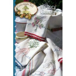 Four garden designs for kitchen towels or a table runner.
