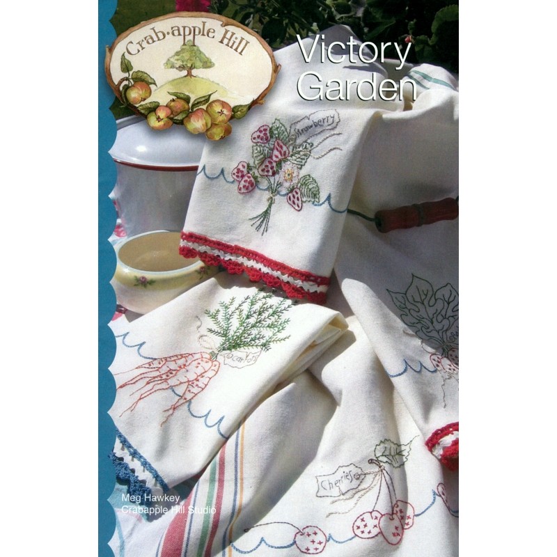 Four garden designs for kitchen towels or a table runner.