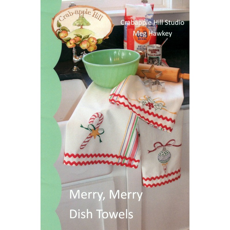 Three Christmas designs for dish towels.