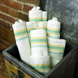 18" x 28" green and yellow Retro Stripe Towels.