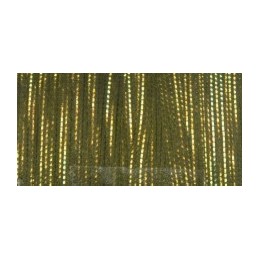 Dark Olive - 4mm, 75% nylon/25% polyester Mokuba metallic embroidery ribbon.