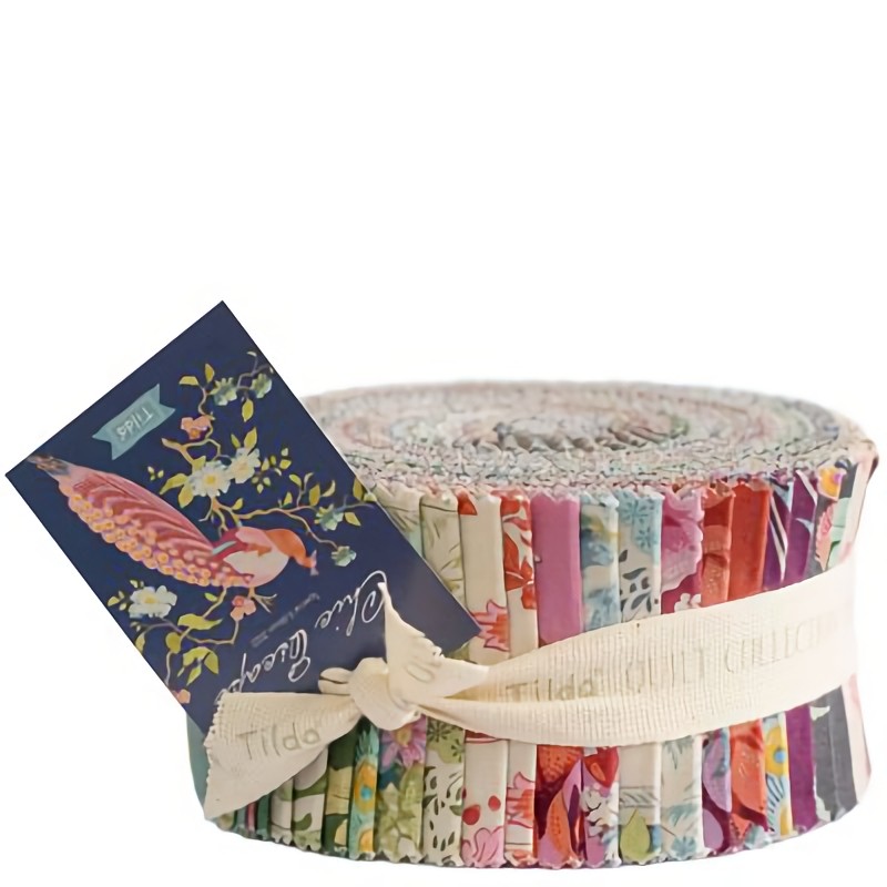 The Chic Escape Collection Fabric Roll from Tilda® Fabrics has 40 fabric strips, each 2 1/2" x 44". Two of each design.