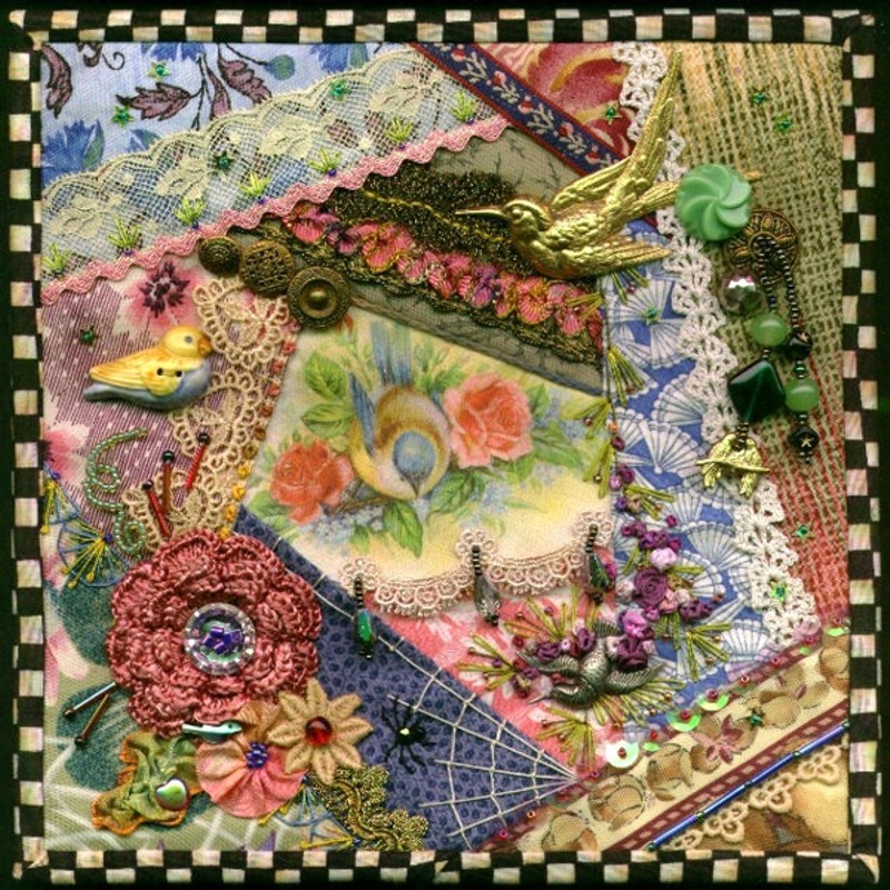 FREE - Download the pattern for our signature Nostalgic NeedleART Crazy Quilt Block designed by Janet Stauffacher.