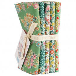 The Pie in the Sky Collection Fat Quarter Bundle-Green/Pine from Tilda® Fabrics has 5 fat quarters, each 20" x 22".