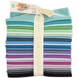 Tilda® Basics Solid Cool Fabrics Fat Quarter Bundle includes 25 colors.