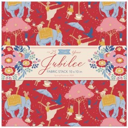 The Jubilee Collection Fabric Stack from Tilda® Fabrics has 40 10" squares. Two of each design.