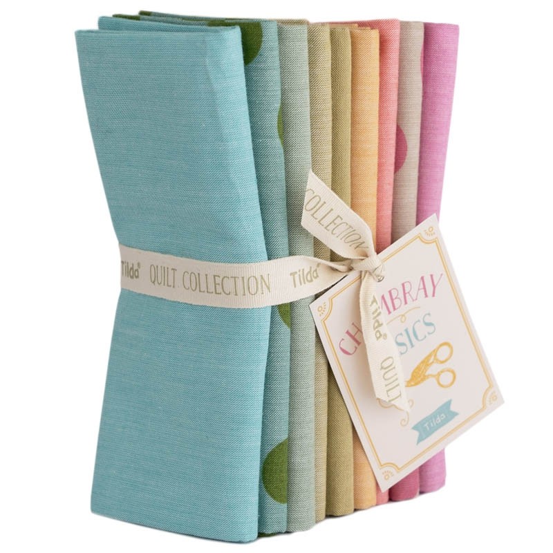 Tilda® Basics Seasonal Chambray Fat Quarter Bundle - Spring includes 9 fabrics.