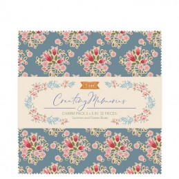 The Creating Memories Charm Pack - Summer from Tilda® Fabrics has 32 5" squares. Two of each design.