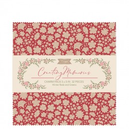 The Creating Memories Charm Pack - Winter from Tilda® Fabrics has 32 5" squares. Two of each design.