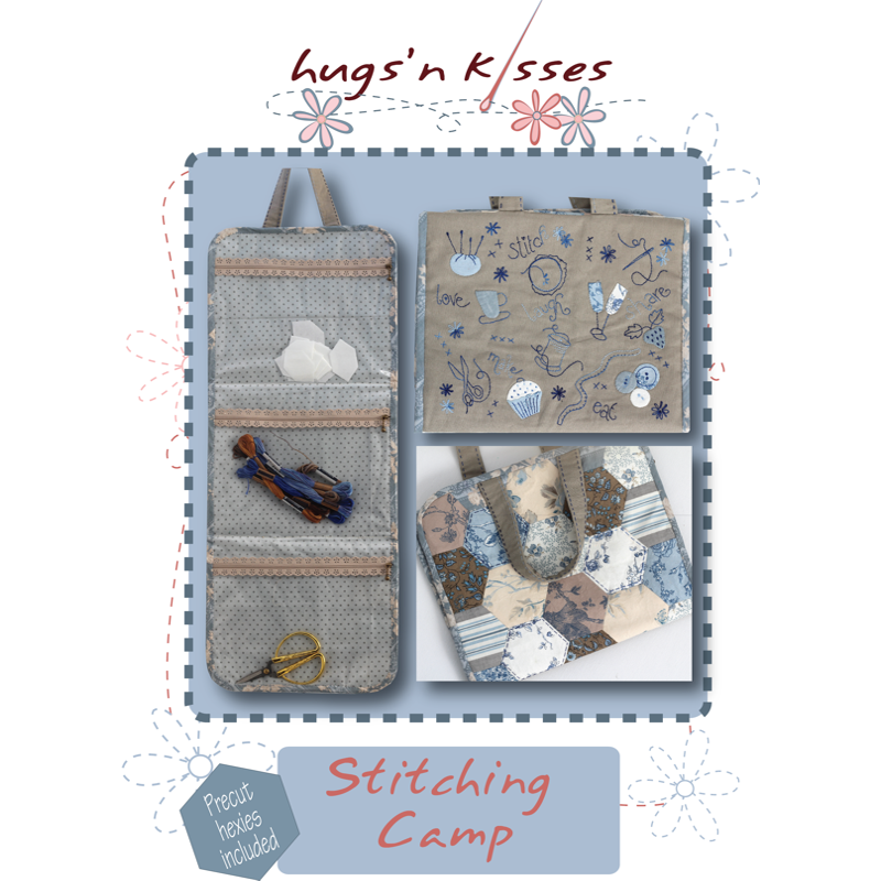 The kit for this project organizer includes EPP iron-on hexies, applique and stitchery instructions, too.
