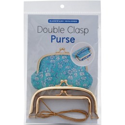 This retro-inspired purse features a double clasp which divides the ban into two separate sections.
